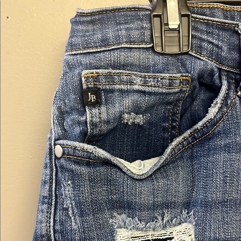 Judy Blue Button Zip Criss Cross Distressed Denim High Waist Women's Shorts 2XL - Picture 4 of 15